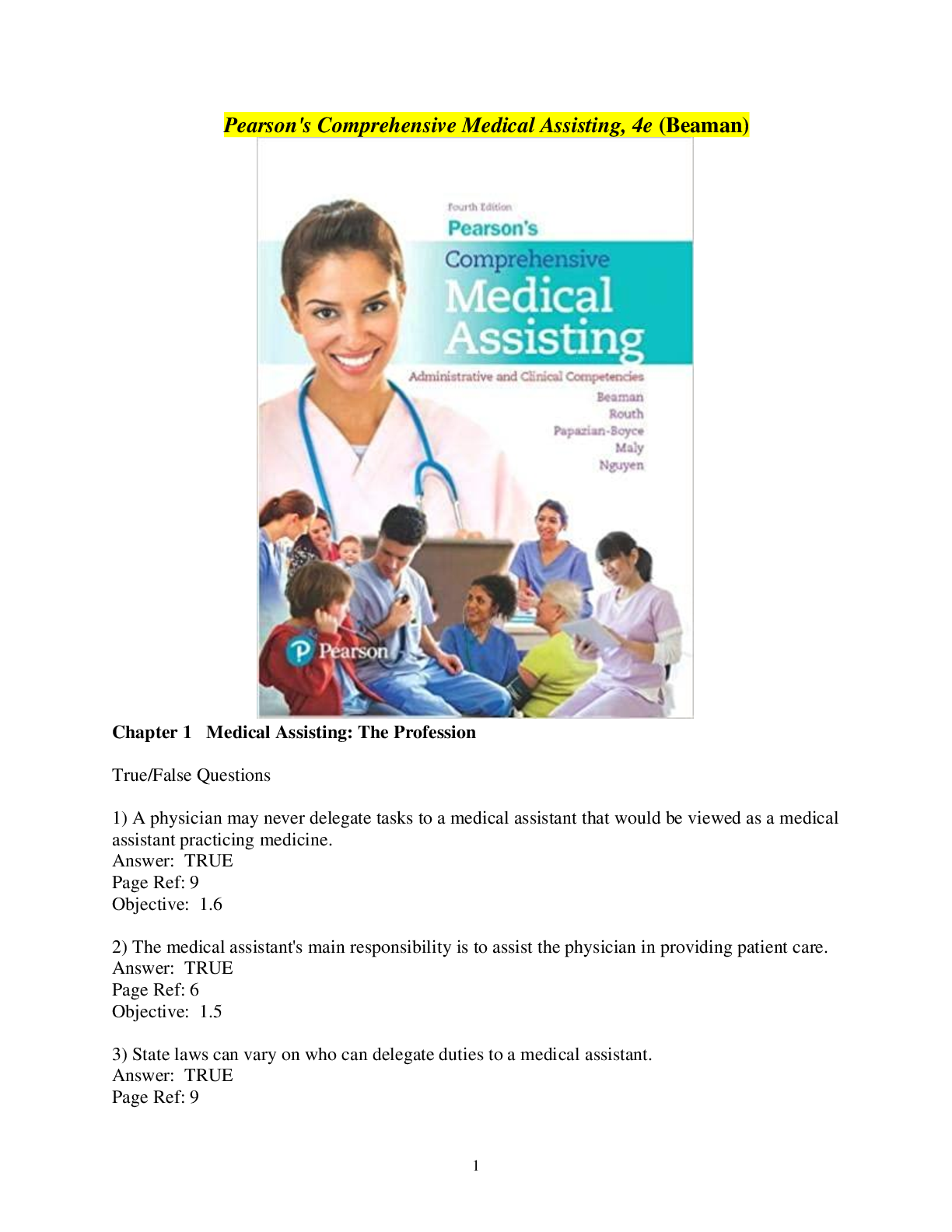 Preview image for (Complete_Answered/Rationales) Comprehensive Medical Assisting: Administrative And Clinical Competencies , 4th Edition (complete, all chapters 1-56)